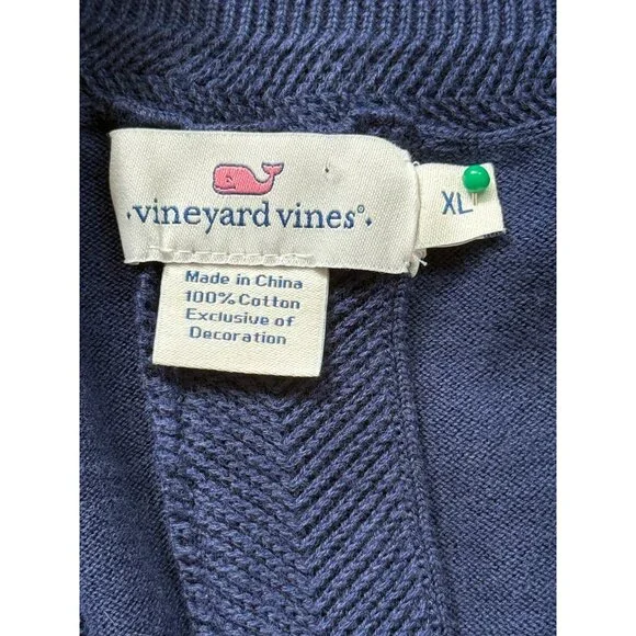 Vineyard Vines V-Neck Sweater Pullover Long Sleeve Cotton Blue Womens Size XL - Picture 4 of 7